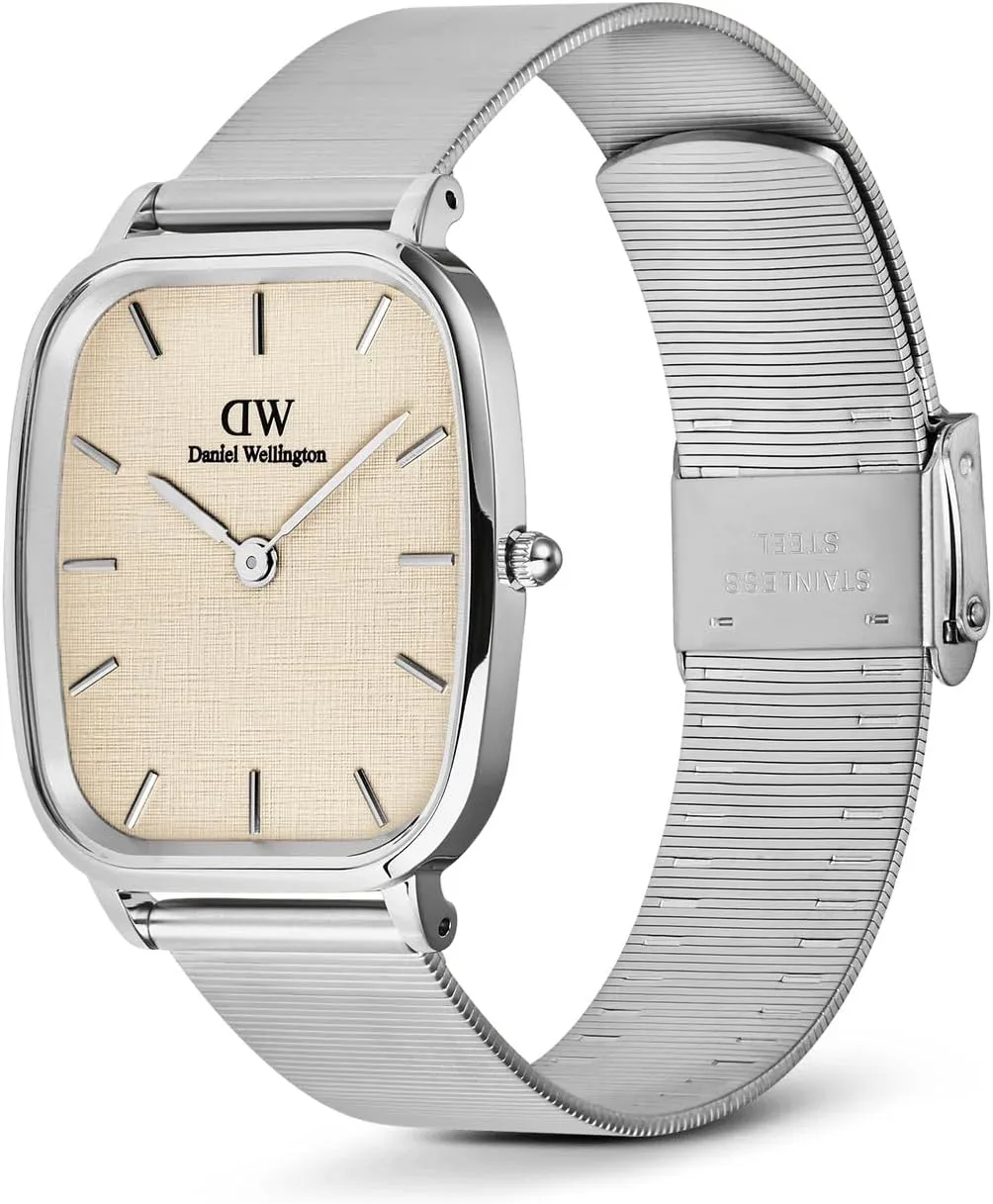 Daniel Wellington Marlon Men’s Watch - 32x36.3mm Case, Japanese Quartz Movement, 316L Stainless Steel Mesh, Wire or Genuine Leather Strap, Water Resistant, Vintage Wrist Watch for Men