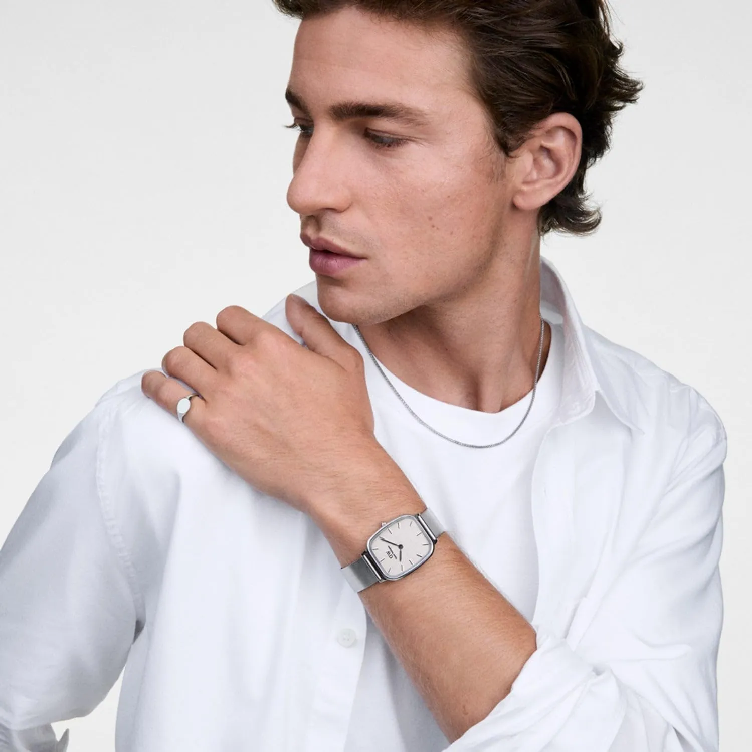 Daniel Wellington Marlon Men’s Watch - 32x36.3mm Case, Japanese Quartz Movement, 316L Stainless Steel Mesh, Wire or Genuine Leather Strap, Water Resistant, Vintage Wrist Watch for Men