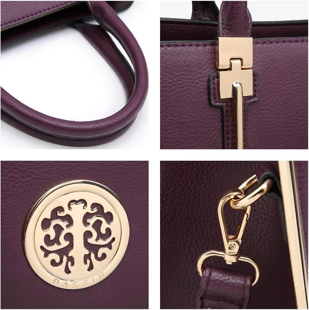 Dasein Women Large Handbag Purse Vegan Leather Satchel Work Bag Shoulder Tote with Matching Wallet