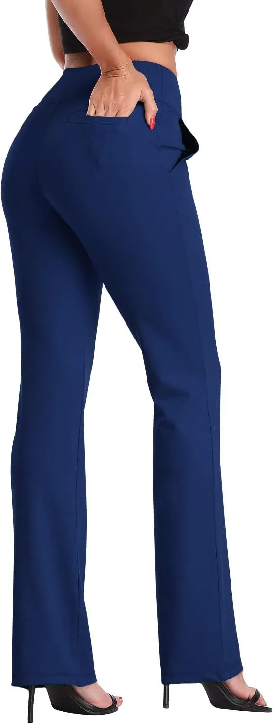 DAYOUNG Bootcut Yoga Pants for Women Tummy Control Workout Bootleg Pants High Waist 4 Way Stretch Pants