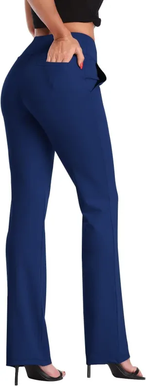 DAYOUNG Bootcut Yoga Pants for Women Tummy Control Workout Bootleg Pants High Waist 4 Way Stretch Pants