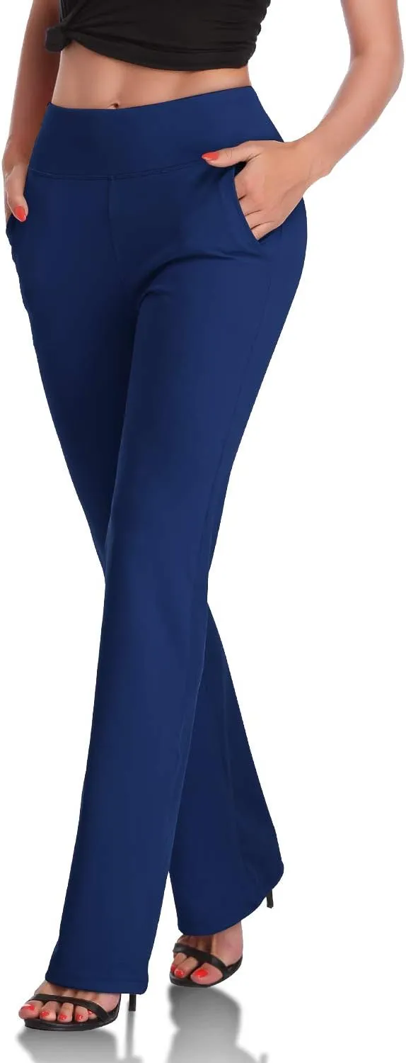 DAYOUNG Bootcut Yoga Pants for Women Tummy Control Workout Bootleg Pants High Waist 4 Way Stretch Pants