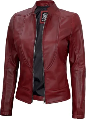 Decrum Womens Leather Jacket - Real Lambskin Stylish Leather Jackets For Women