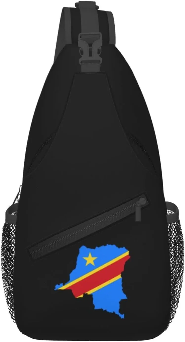 Democratic Republic Of The Congo Terrain Map Crossbody Bags For Women Men Chest Backpack Gym Shoulder Bag Travel Outdoor Sports Casual Crossbody Bags