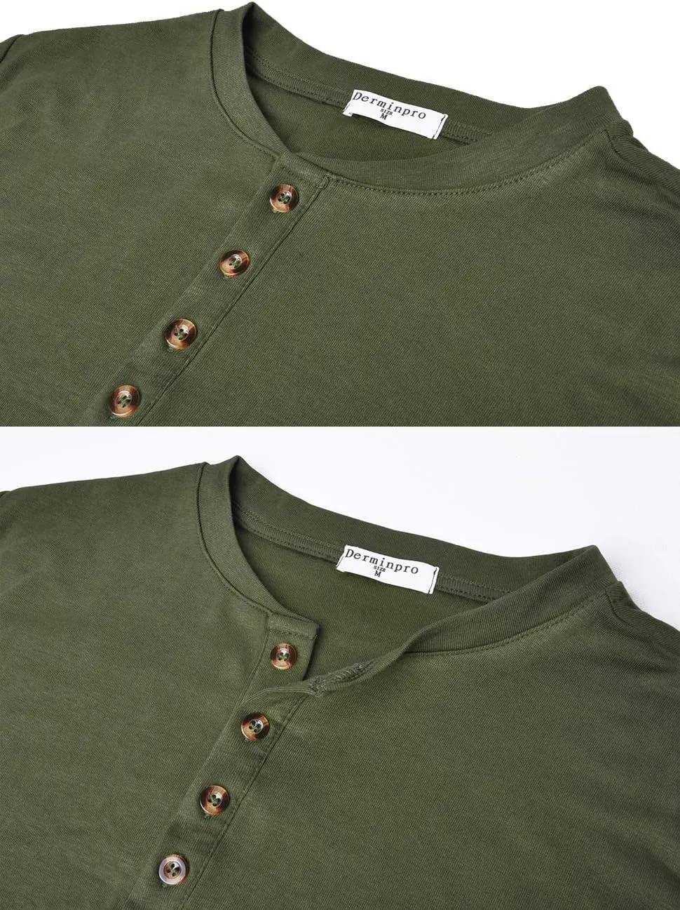 Derminpro Men's Henley Cotton Casual Short/Long Sleeve Lightweight Button T-Shirts