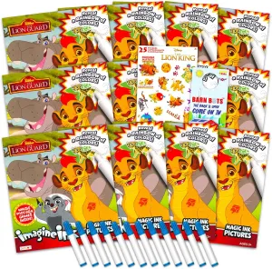 Disney Lion Guard Imagine Ink Coloring Book Set for Kids - 12 Pack No-Mess Magic Ink Lion King Coloring Books Party Supplies Party Favors Bundle