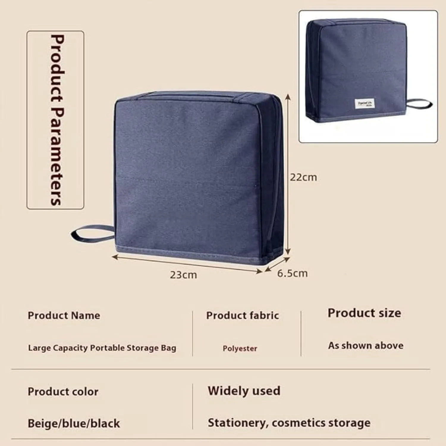 Doresty Makeup Bag, Doresty Multi-purpose Large Capacity Oxford Cloth Standing Makeup Bag, Makeup Bags with Compartments and Handle, Portable Travel Makeup Organizer (Blue)