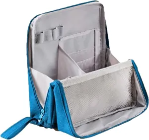 Doresty Makeup Bag, Doresty Multi-purpose Large Capacity Oxford Cloth Standing Makeup Bag, Makeup Bags with Compartments and Handle, Portable Travel Makeup Organizer (Blue)