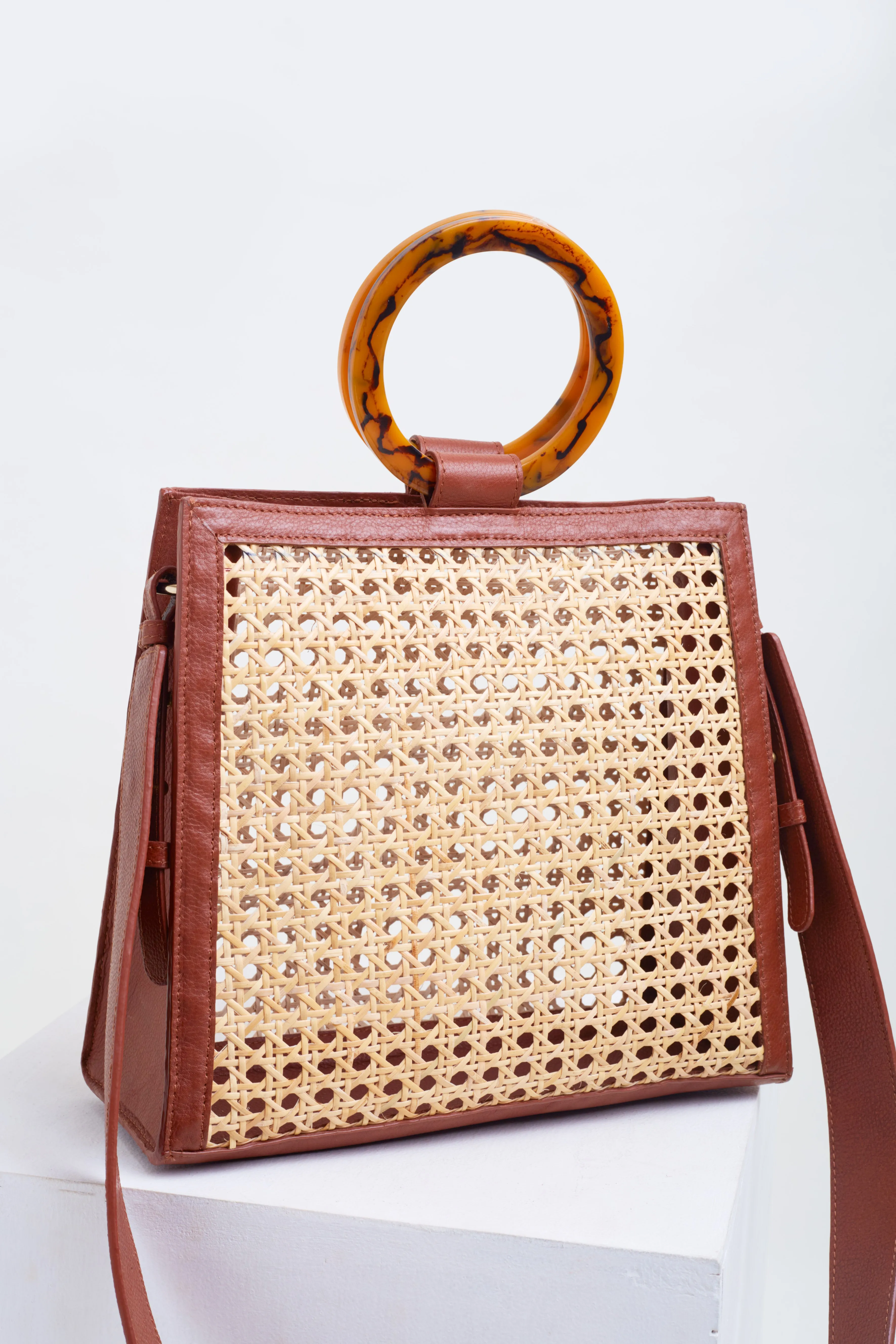 D'Orsay Rattan & Leather Tote