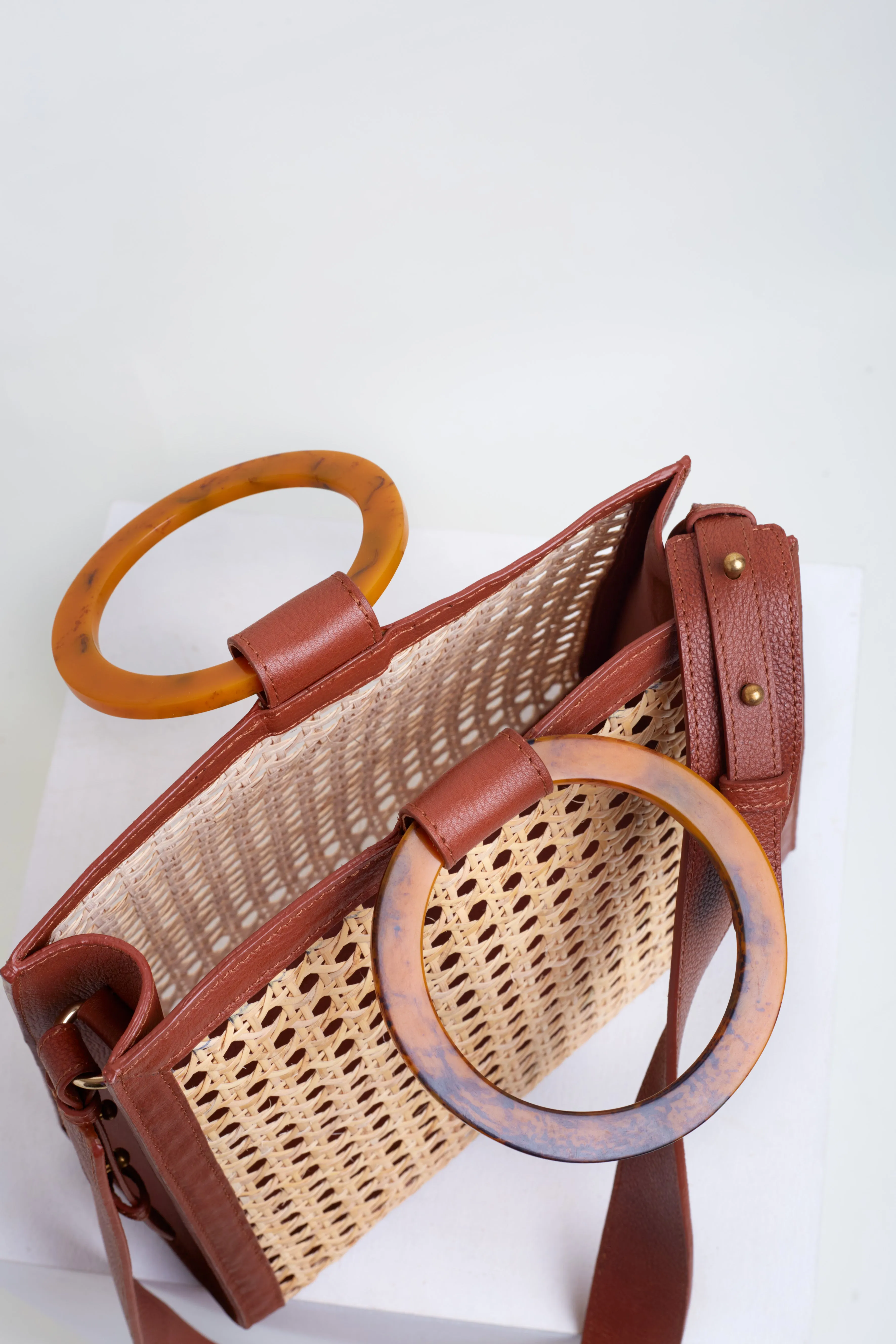 D'Orsay Rattan & Leather Tote