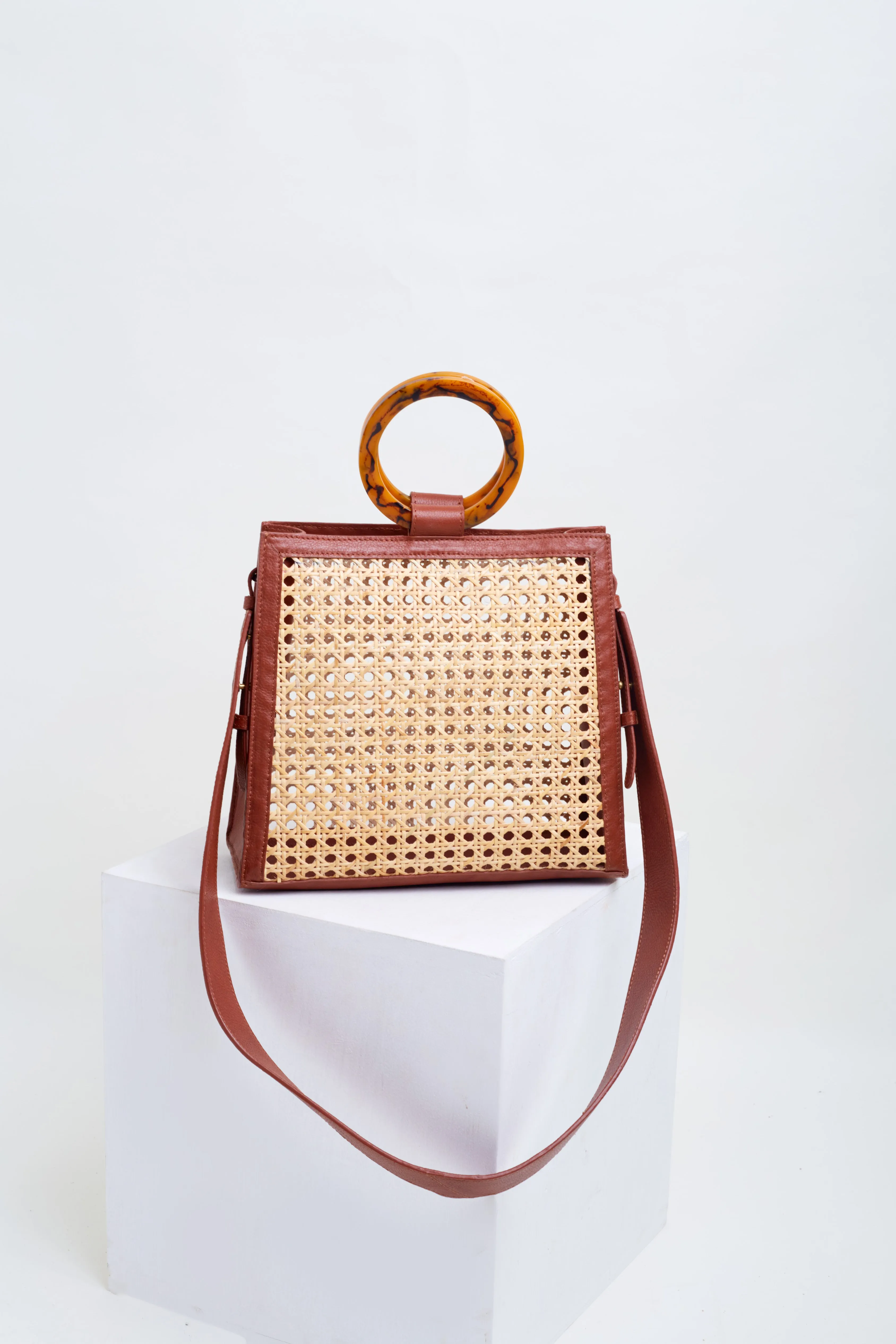 D'Orsay Rattan & Leather Tote