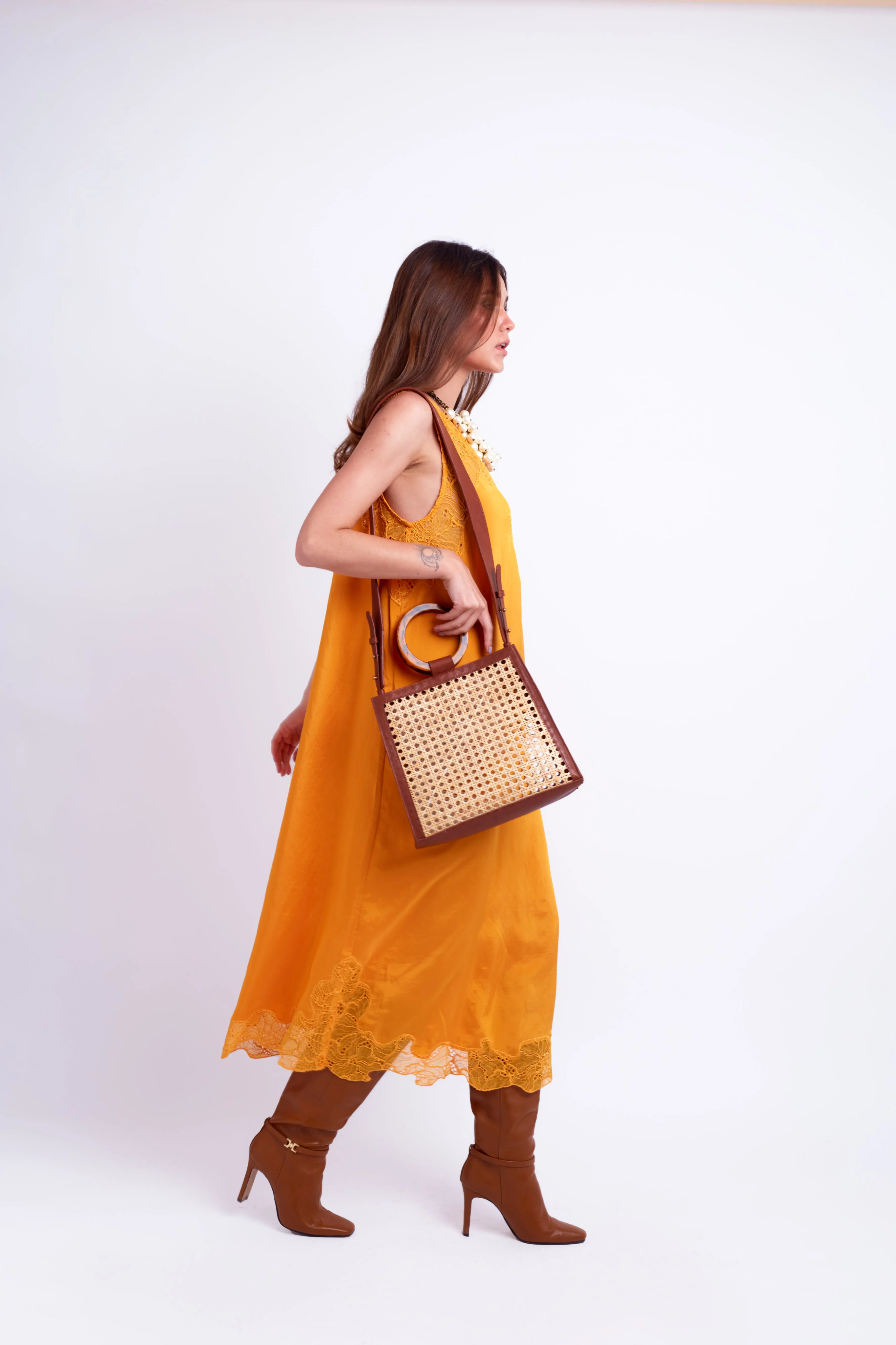 D'Orsay Rattan & Leather Tote