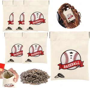 DOSTATNI Baseball Snack Bags Baseball Treat Bags Mini Storage Bag Canvas Favor Bag Squeeze Top Portable Base Ball Team Gift for Birthday Game (6)