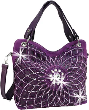 Double Handles Large Star Flower Bling Purse