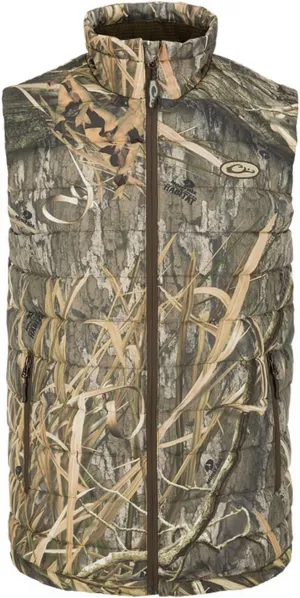 DRAKE Men's LST Double Down Layering Hunting Vest | Microfleece-Lined Collar for Warmth| Reverse Coil Zippers | Elastic Cuff
