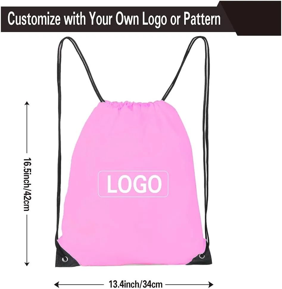 Drawstring Backpack, 16 Pcs Bulk Draw String Bags, Polyester Cinch Bag for Sport Gym, 8 colors