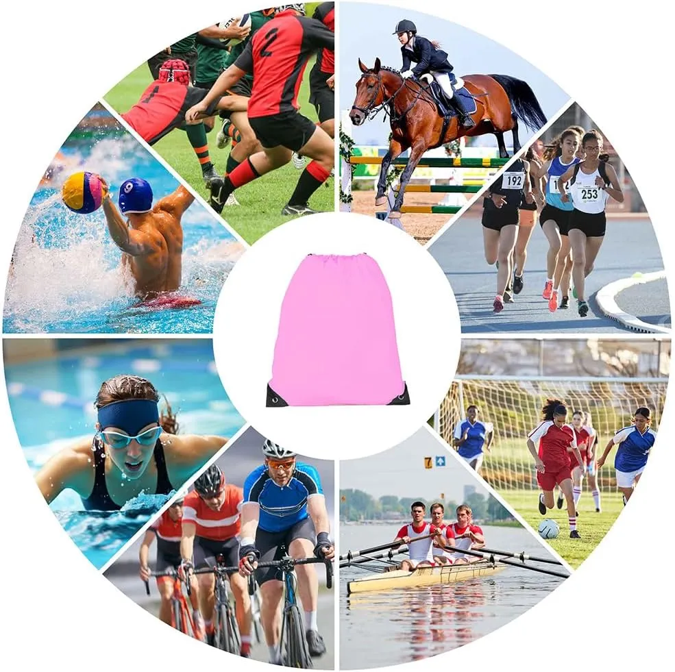 Drawstring Backpack, 16 Pcs Bulk Draw String Bags, Polyester Cinch Bag for Sport Gym, 8 colors
