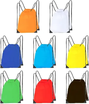 Drawstring Backpack, 16 Pcs Bulk Draw String Bags, Polyester Cinch Bag for Sport Gym, 8 colors