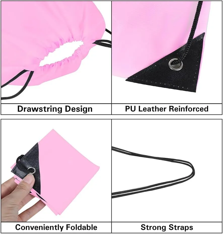 Drawstring Backpack, 16 Pcs Bulk Draw String Bags, Polyester Cinch Bag for Sport Gym, 8 colors