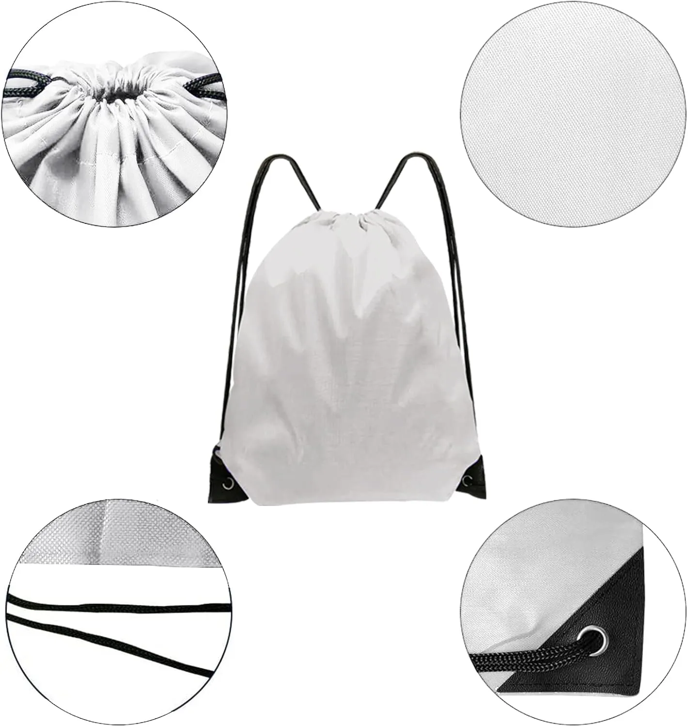 Drawstring Bags Bulk 14 Pcs Drawstring Backpack Bulk Cinch Bag Sackpack for Men Women Gym (White)