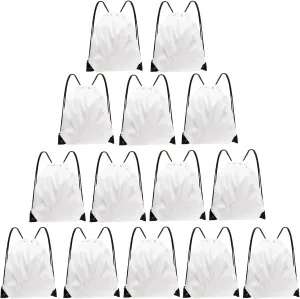 Drawstring Bags Bulk 14 Pcs Drawstring Backpack Bulk Cinch Bag Sackpack for Men Women Gym (White)
