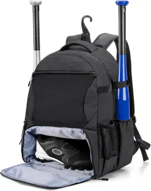 DSLEAF Baseball Backpack with Separate Shoe Space, Softball Bat Bag Holds Up to 4 Bats, Hence Hook and Multi Pockets for Essentials