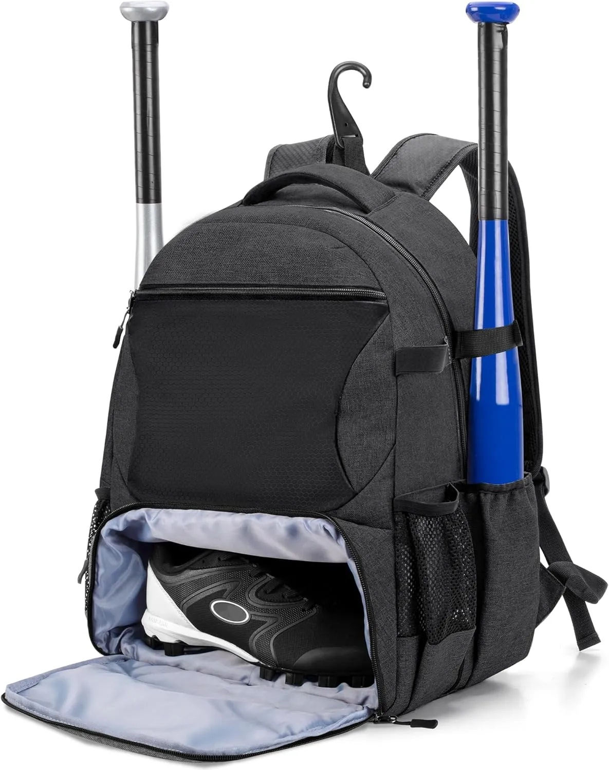 DSLEAF Baseball Backpack with Separate Shoe Space, Softball Bat Bag Holds Up to 4 Bats, Hence Hook and Multi Pockets for Essentials