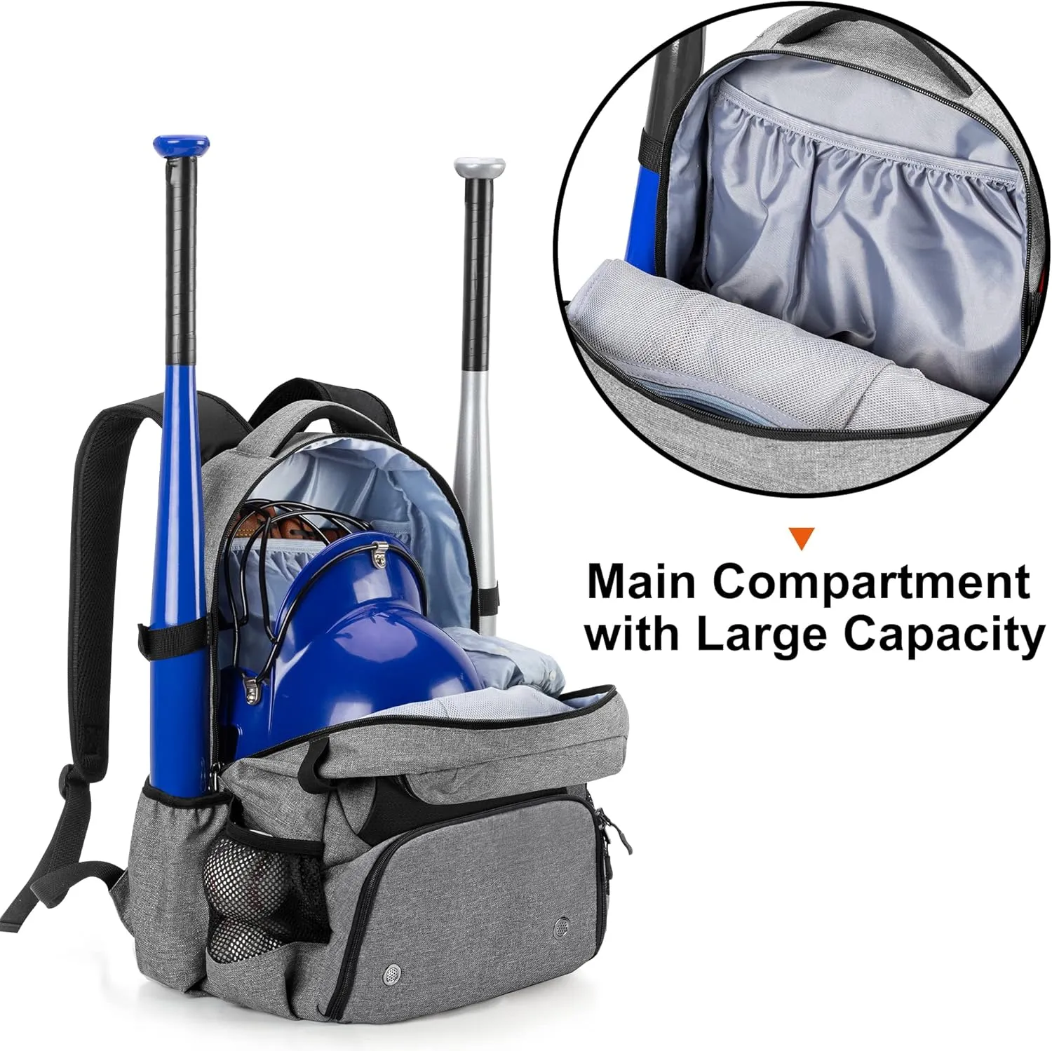 DSLEAF Baseball Backpack with Separate Shoe Space, Softball Bat Bag Holds Up to 4 Bats, Hence Hook and Multi Pockets for Essentials