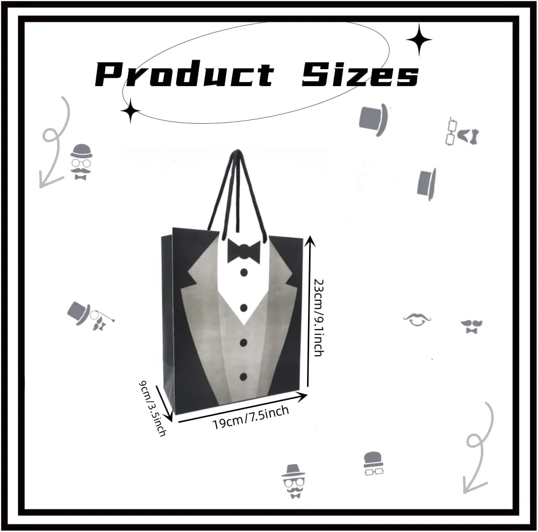DUFACAI 14 Pieces Groomsmen Gifts Bags Tuxedo Bags Party Favor for Groomsman Father Birthday Anniversary Wedding Black Tie Shirt Groomsmen Present Wrapping Goodies Bags (Black