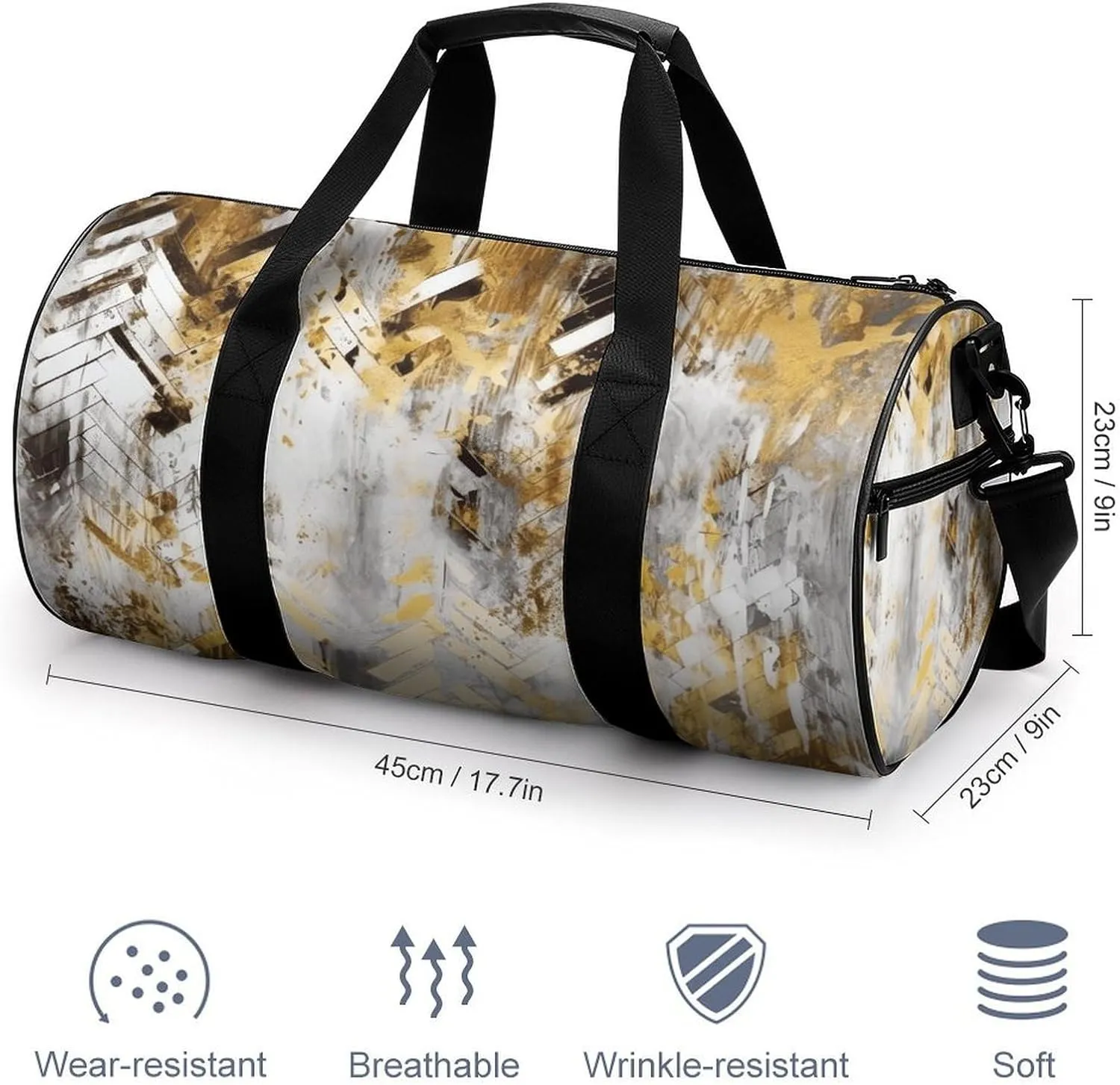 Duffel Bag for Men Women Gym Bag Abstract Beige Pattern Travel Duffel Bag Waterproof Overnight Bag for Sports Workout