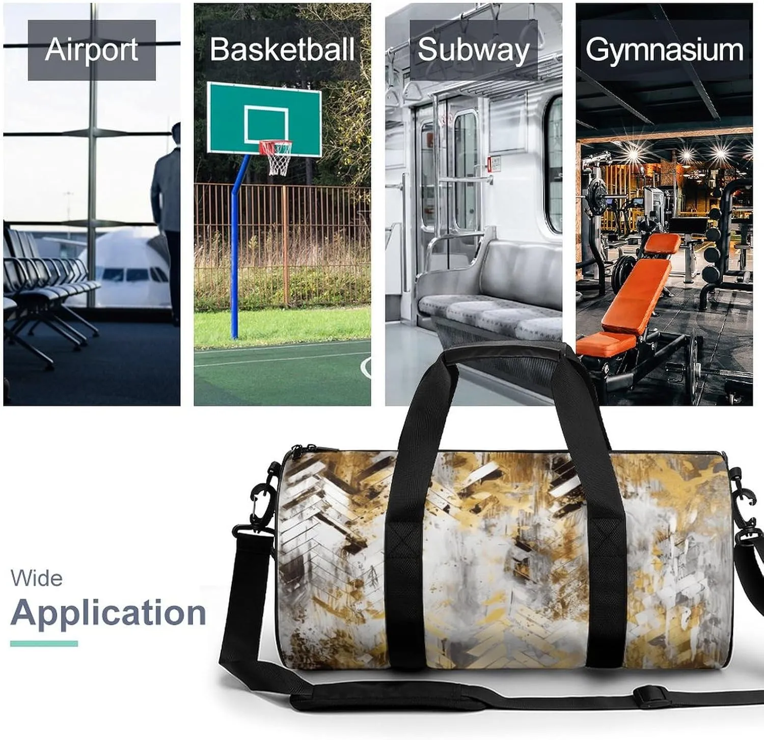Duffel Bag for Men Women Gym Bag Abstract Beige Pattern Travel Duffel Bag Waterproof Overnight Bag for Sports Workout