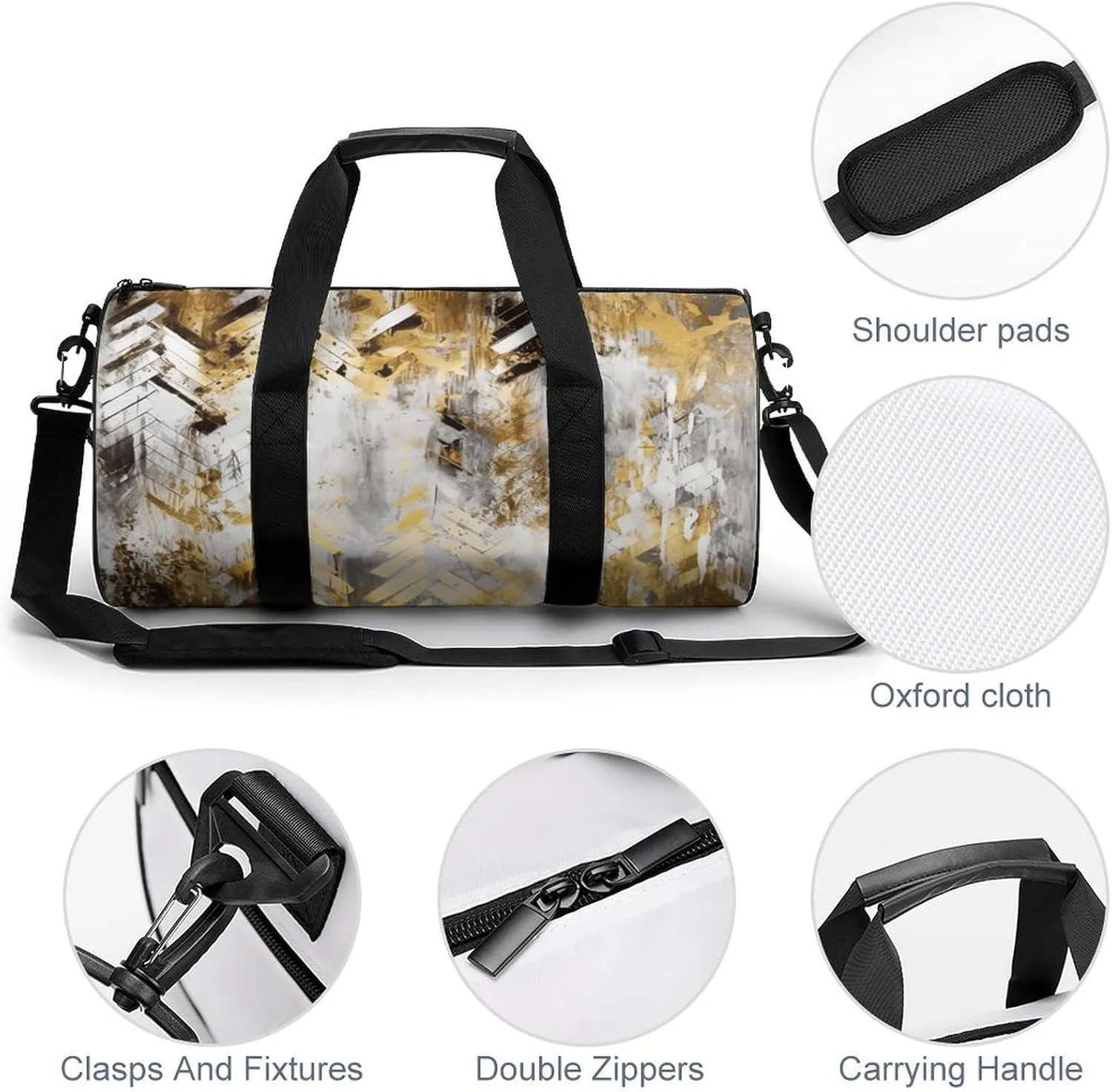 Duffel Bag for Men Women Gym Bag Abstract Beige Pattern Travel Duffel Bag Waterproof Overnight Bag for Sports Workout