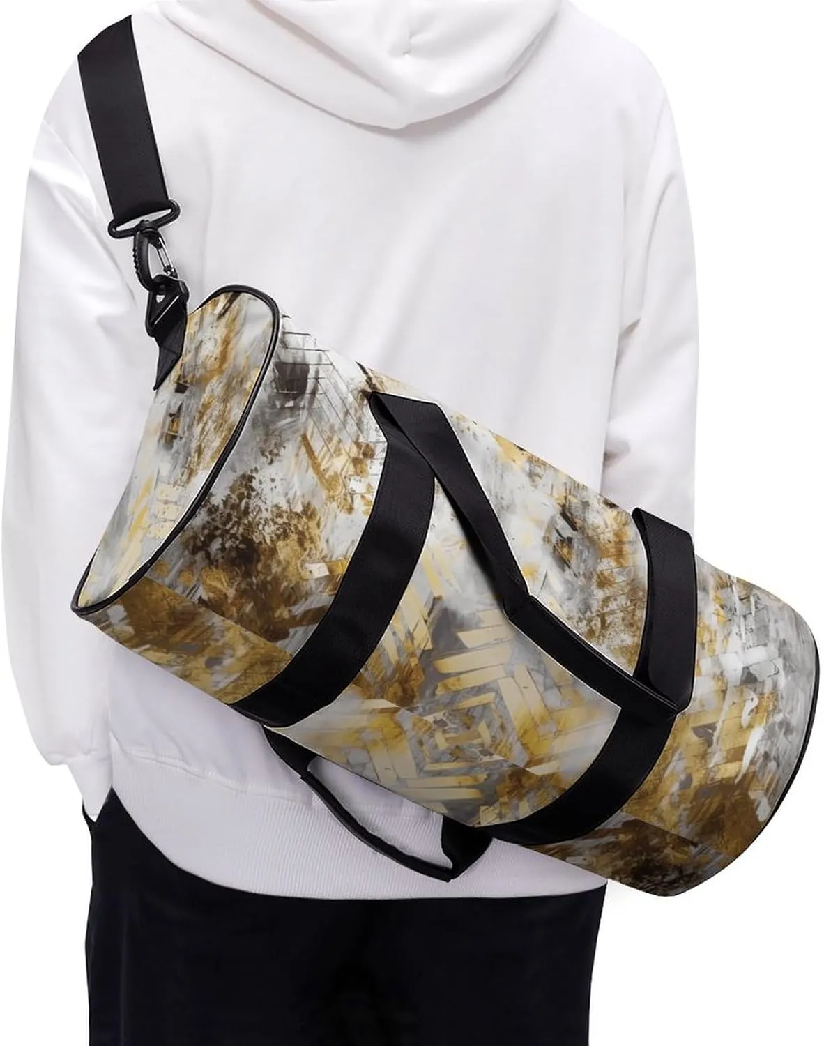 Duffel Bag for Men Women Gym Bag Abstract Beige Pattern Travel Duffel Bag Waterproof Overnight Bag for Sports Workout