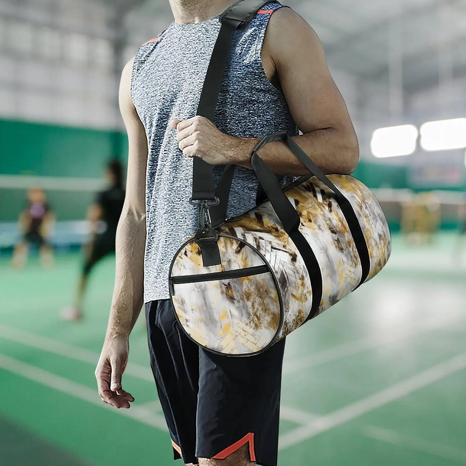 Duffel Bag for Men Women Gym Bag Abstract Beige Pattern Travel Duffel Bag Waterproof Overnight Bag for Sports Workout