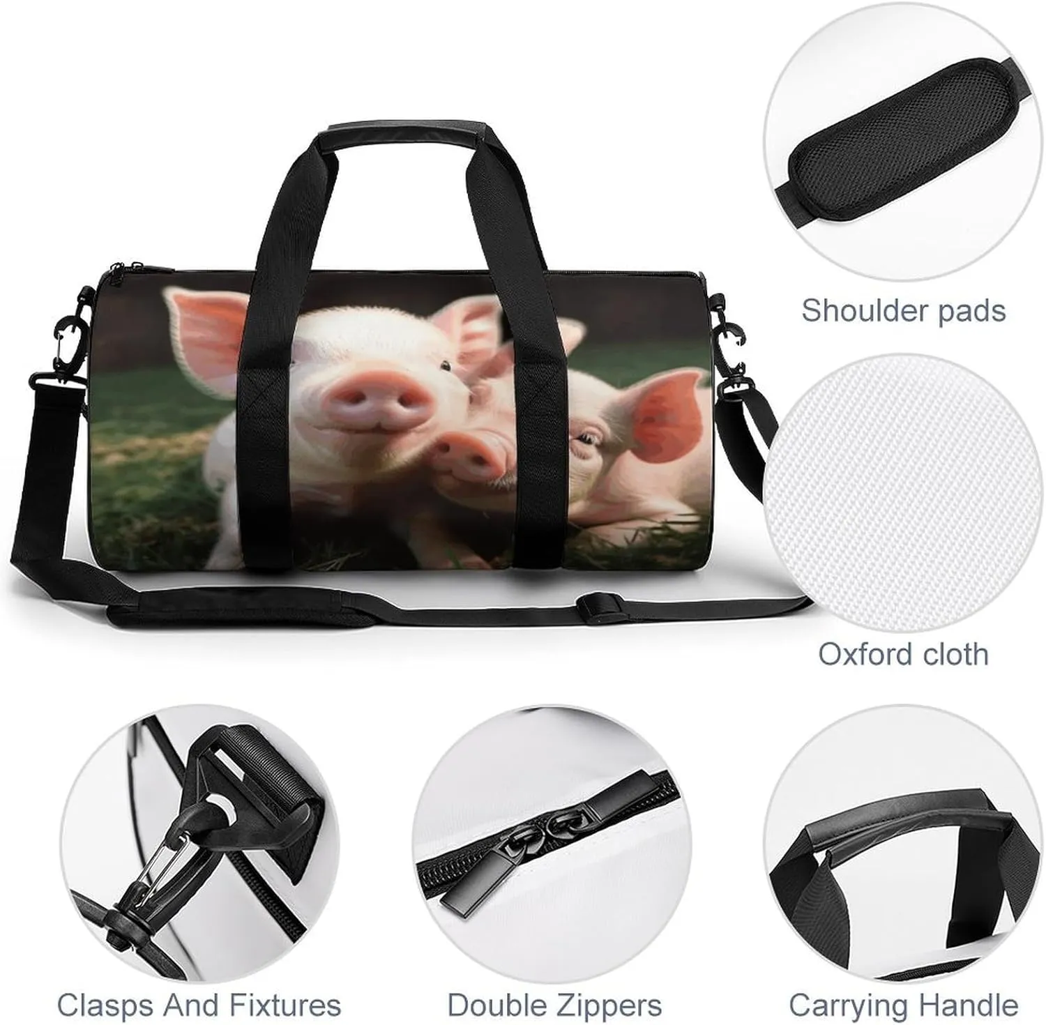 Duffel Bag for Men Women Gym Bag Cute Pig Travel Duffel Bag Waterproof Overnight Bag for Sports Workout
