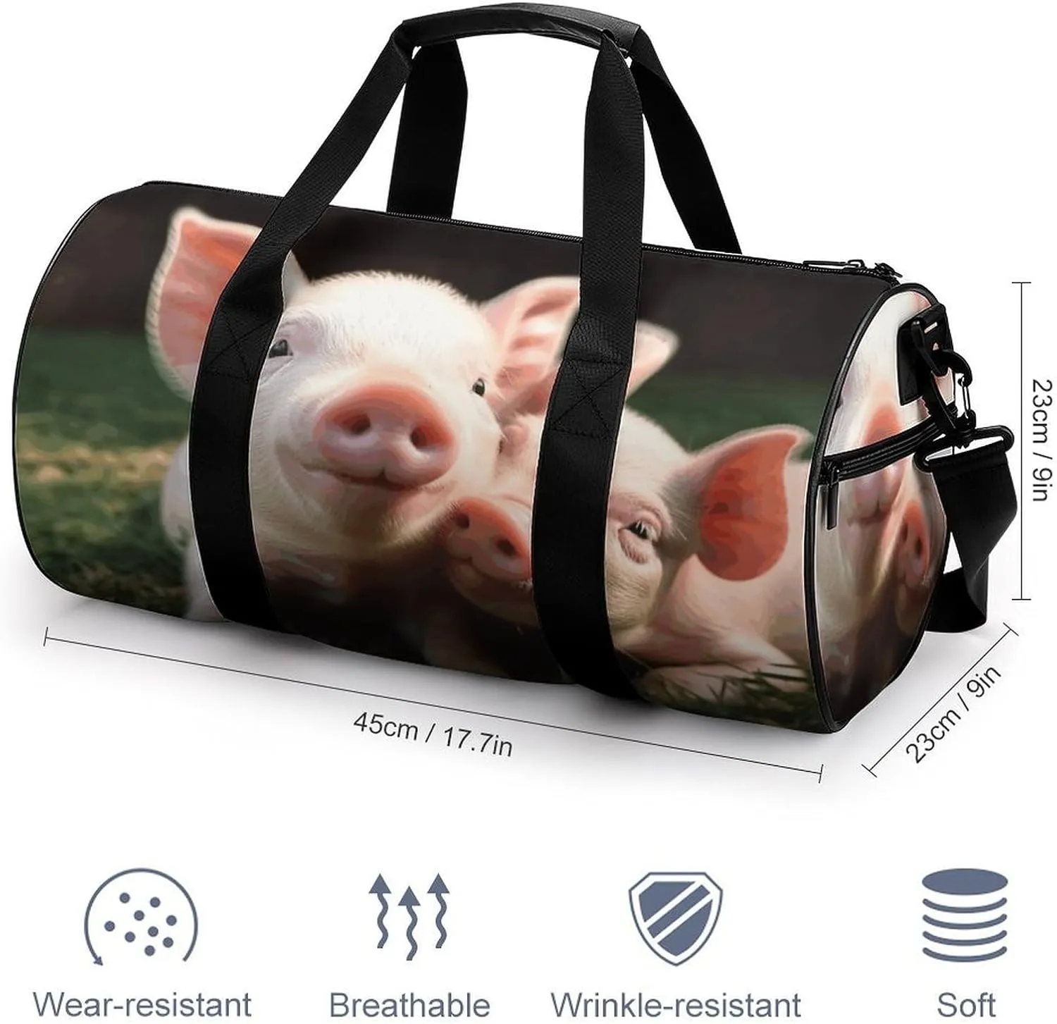 Duffel Bag for Men Women Gym Bag Cute Pig Travel Duffel Bag Waterproof Overnight Bag for Sports Workout