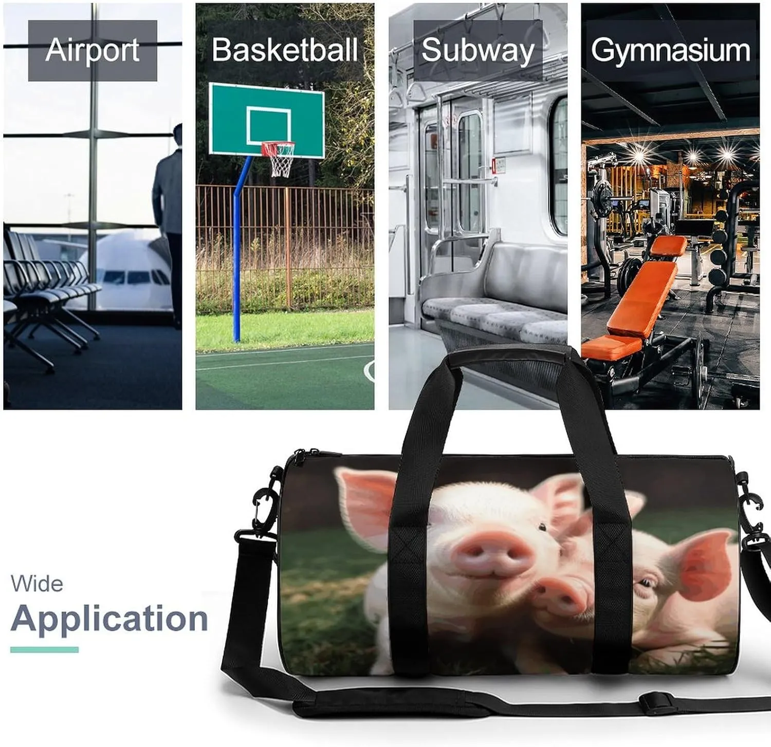Duffel Bag for Men Women Gym Bag Cute Pig Travel Duffel Bag Waterproof Overnight Bag for Sports Workout