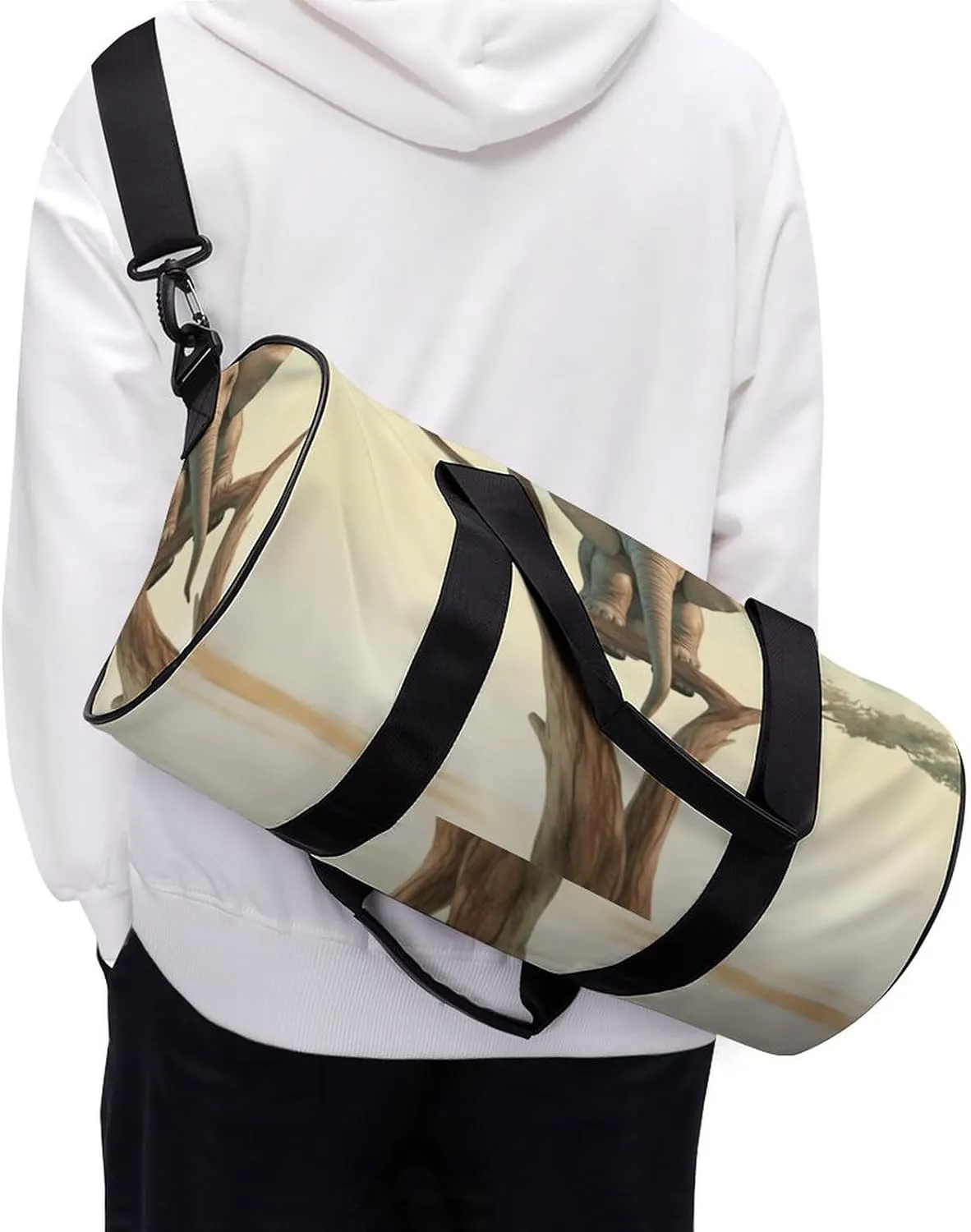 Duffel Bag for Men Women Gym Bag Little Elephant on Tree Travel Duffel Bag Waterproof Overnight Bag for Sports Workout