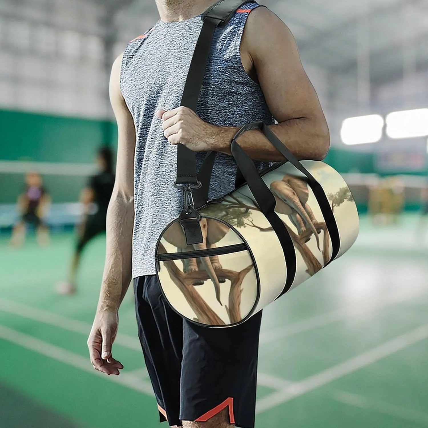 Duffel Bag for Men Women Gym Bag Little Elephant on Tree Travel Duffel Bag Waterproof Overnight Bag for Sports Workout