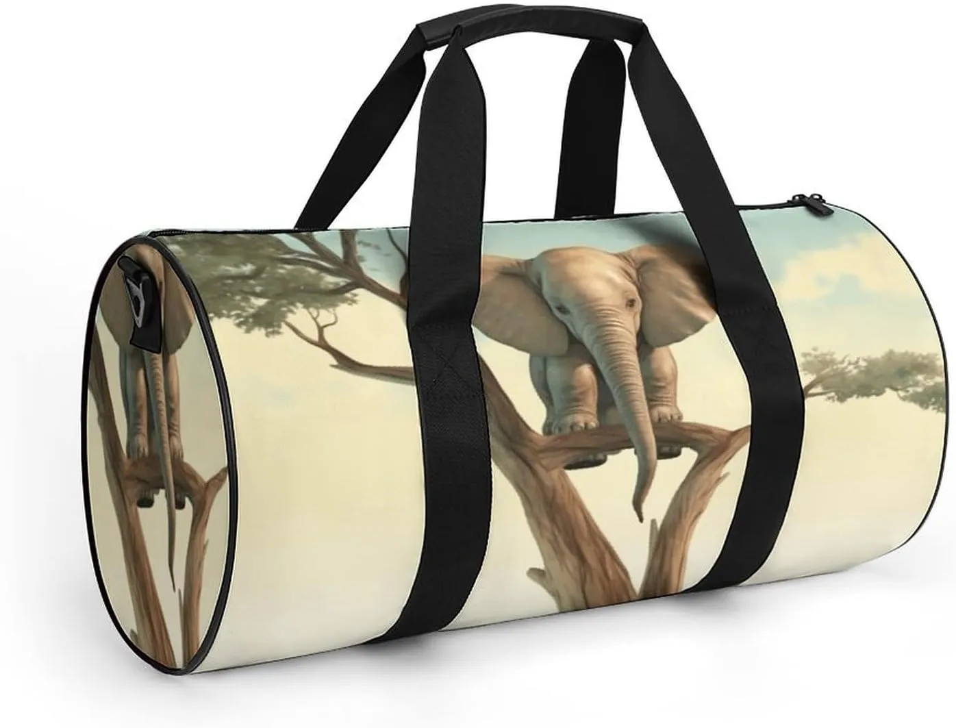 Duffel Bag for Men Women Gym Bag Little Elephant on Tree Travel Duffel Bag Waterproof Overnight Bag for Sports Workout