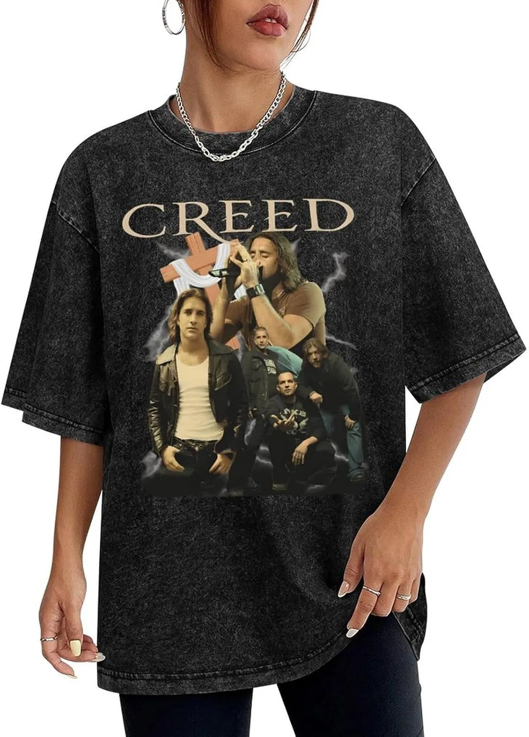 Durable Vintage Oversized Cotton T-Shirts Unique Casual Crew Neck Tops