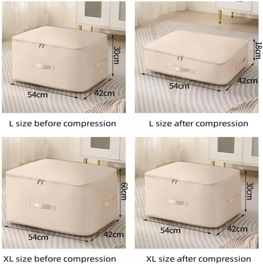 Dustproof And Moisture-Proof Compression Storage Bag Quilt Compression Organizer Bag Large Capacity Clothes Luggage Moving Bag(Pink,L)