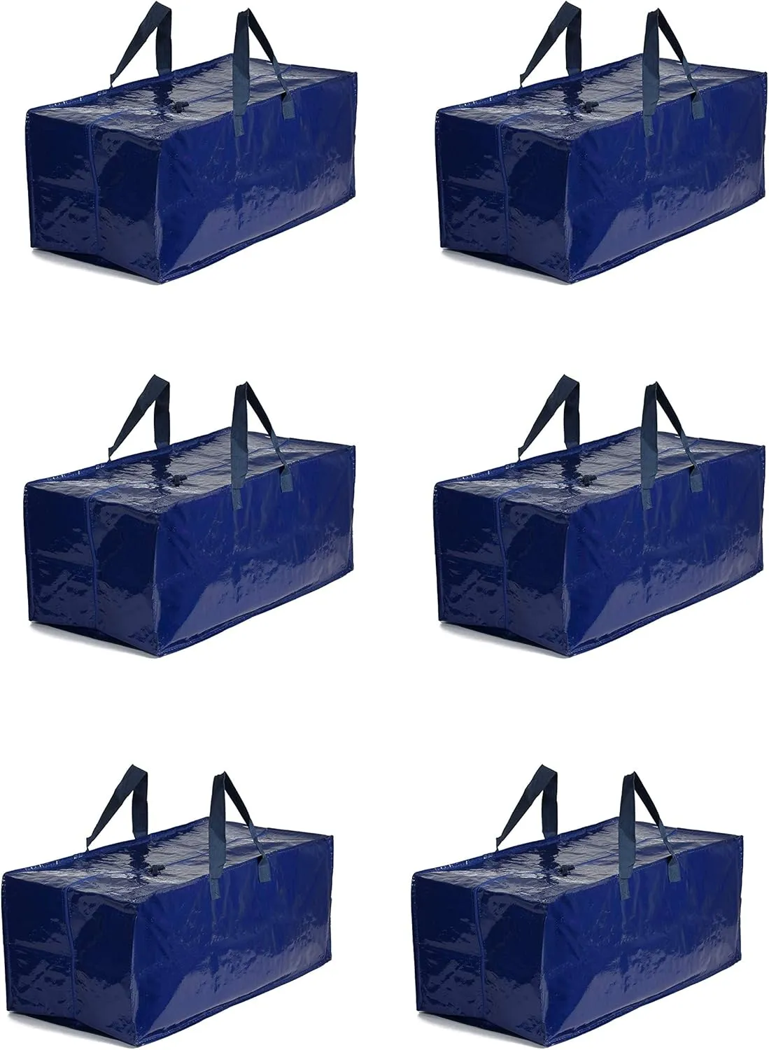 Earthwise Storage Bags Extra Large Heavy Duty Reusable Moving Totes w/Zipper closure Backpack Carrying Handles - Compatible with IKEA Frakta Hand Carts Boxes Bin (Pack of 6)