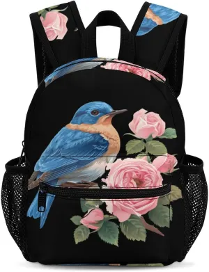 Eastern Bluebird And Pretty Roses Backpack Cute Laptop Bag Mini Shoulder Bags Travel Casual Daypacks 13 Inch