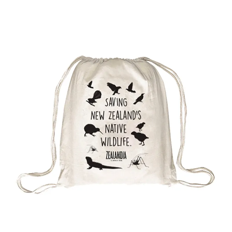 EC-22 Natural Calico Drawstring Backpack/Sling Bag