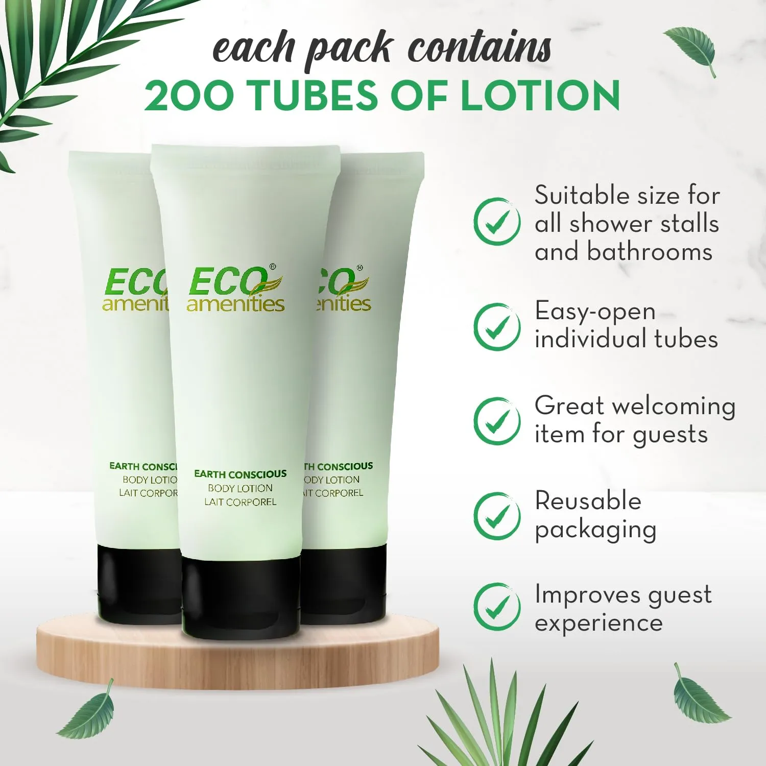 ECO amenities Travel Size Lotion Bulk - 200 Pack, 30ml (1 fl oz) Tubes - Delight Guests with Refreshing Mini Hand Lotion Travel Size Toiletries - Individually Packed for AirBnBs, Hotels, Gyms, Spas
