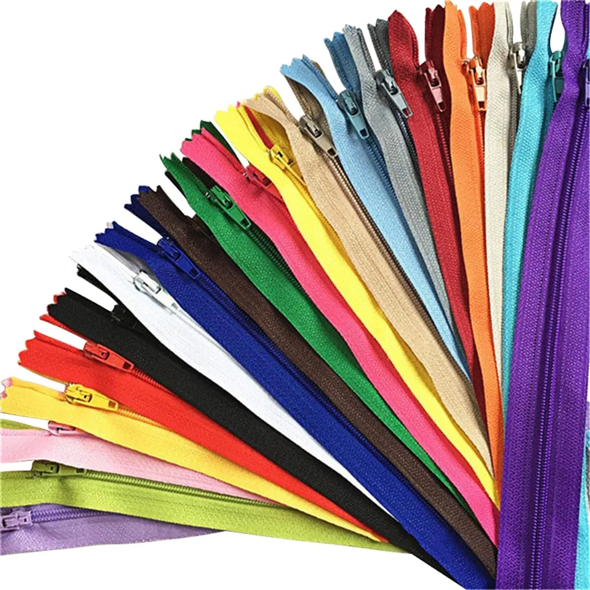 ECYC Ltd 100 Pcs #3 Nylon Coil Zipper, Closed End Zippers Clothing Zipper Sewing Zippers Bulk Crafts Zippes for Tailor Sewing Crafts, Garment, Bags, Dresses, 15.7 inch