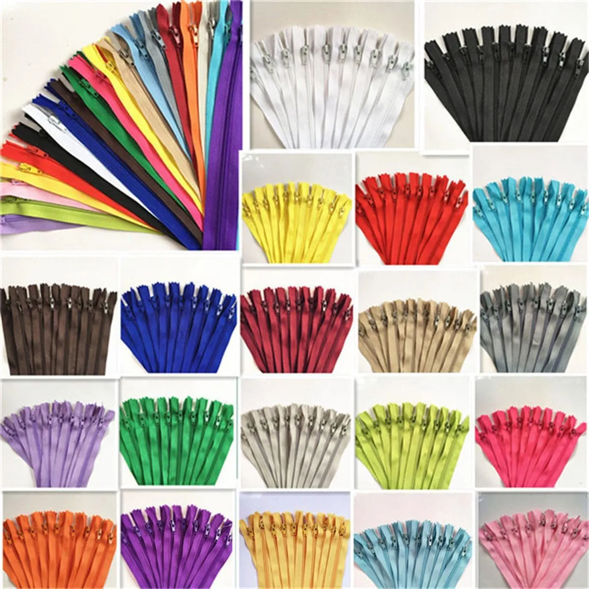 ECYC Ltd 100 Pcs #3 Nylon Coil Zipper, Closed End Zippers Clothing Zipper Sewing Zippers Bulk Crafts Zippes for Tailor Sewing Crafts, Garment, Bags, Dresses, 15.7 inch