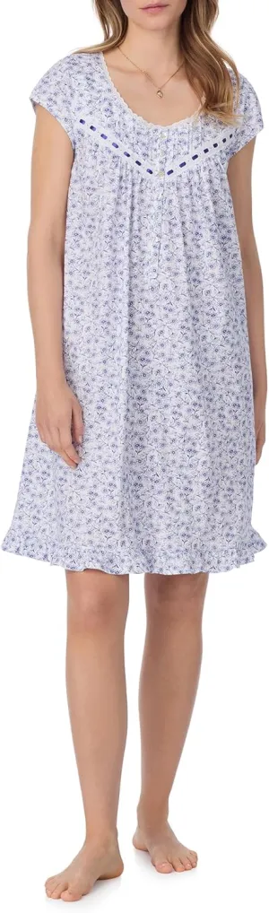 Eileen West Nightgowns for Women - Soft Cotton Jersey Cap Sleeve 38" Short Night Gown