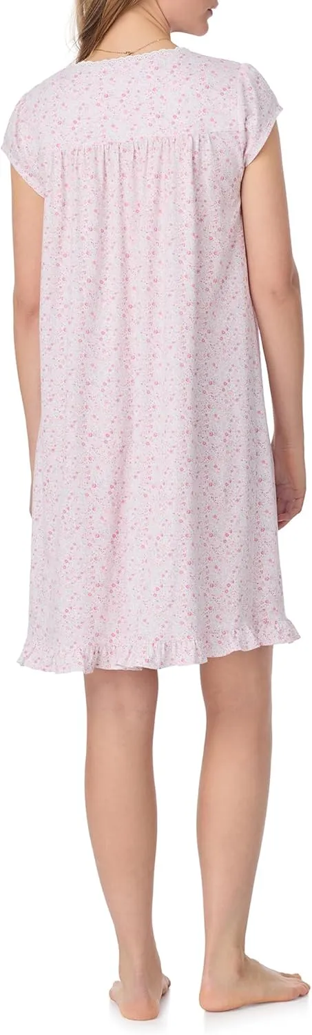 Eileen West Nightgowns for Women - Soft Cotton Jersey Cap Sleeve 38" Short Night Gown